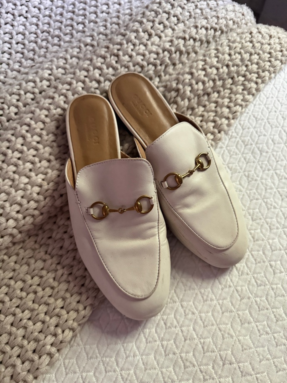 Ivory Leather Mules